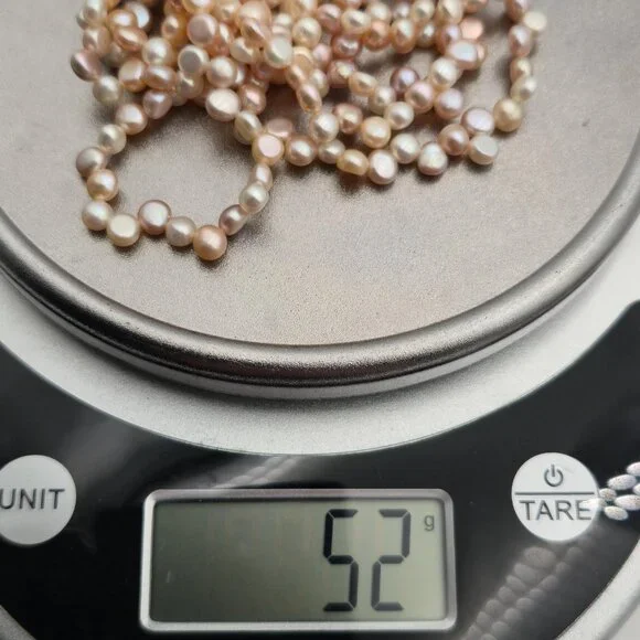 17.5 Inch Sterling Silver Triple Strand Genuine Light Pearls Necklace B501 - Picture 6 of 6